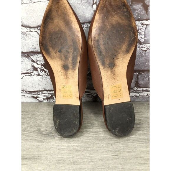 J Crew Brown Leather Pointed Toe Slip On Mules Flats Shoes Women Sz 8.5M US/39EU - Picture 10 of 16